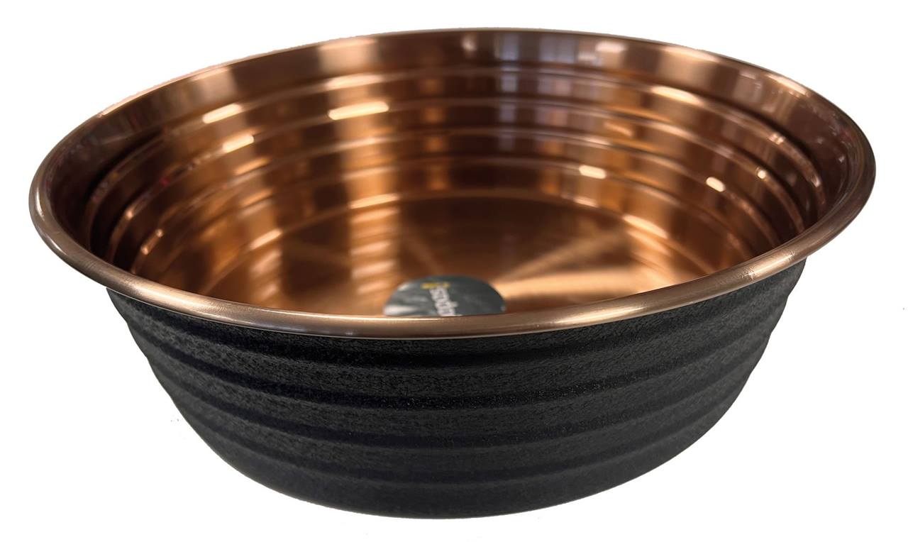 Quapas! Voerbak Leer Zwart Koper